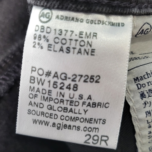 AG Adriano Goldschmied Stevie Ankle Slim Straight Black Jeans Women's Size 29 R - Picture 9 of 9